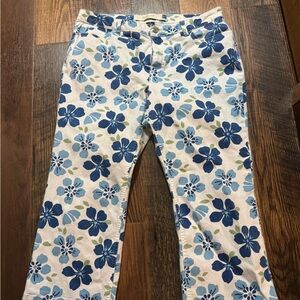 GAP Blue and White Floral Boot Cut Pants